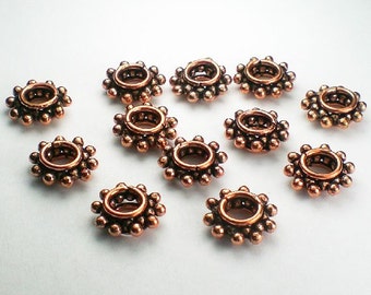 11mm Genuine Copper Beads Solid Copper Spacer Beads Large Hole Bead 12 pcs. GC-346
