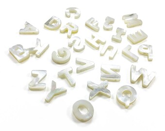 Mother of Pearl Alphabet Beads, Letter Beads, Shell Jewelry