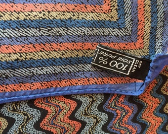 Vintage Missoni brown blue silk scarf made in Italy