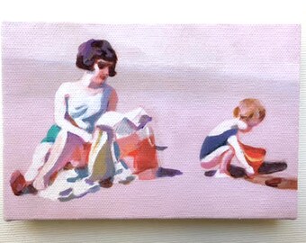 My little one- Tiny canvas print /art print / CHILDREN / STRIP / black and white small print / sea drawing-- wall hanging