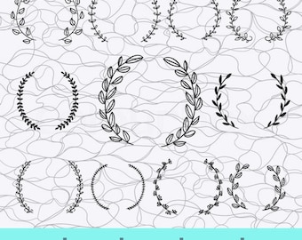 Leaf Wreath SVG, Laurel Wreaths Clipart Digital Download, Leaf Circle Monogram Frame, Clipart Cutting Files for Cricut Explore, Silhouette