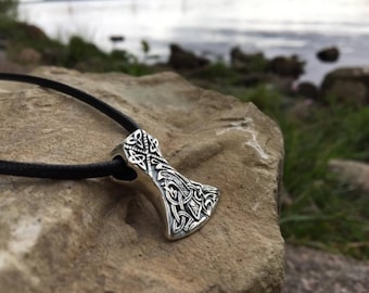 Solid Silver Sterling 925 AXE Viking Pendant DOUBLE SIDED replica Ethnic