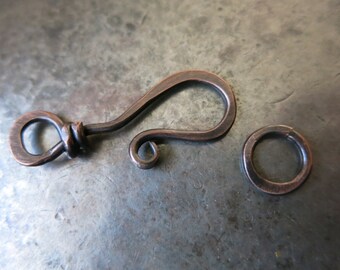Hammered Copper Clasp, Handmade Hook Clasp, Choice of Patina Finishes
