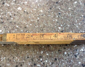 Vintage LUFKIN No. X46 Red End Extension Rule Wood Folding Ruler 72"