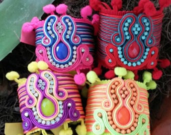 4 bangles soutache with Arbutus