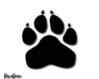 Paw Print Team Panthers Wildcats Wolverines Bulldogs Tigers Cougar Cats Lions SVG, EPS, dxf, png, jpg digital cut file Silhouette or Cricut