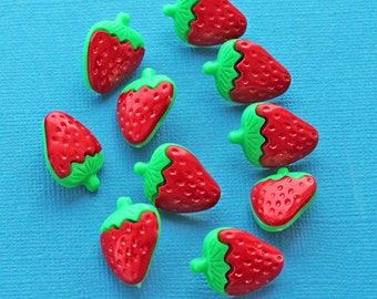 20 Strawberry Buttons Colorful Assorted Resin Shank Buttons - BUT315