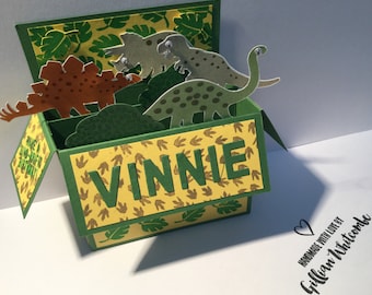 Pop up birthday card with dinosaurs