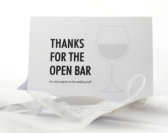 Funny Wedding Card "Thanks for the Open Bar" Wedding Gift Marriage Gift Bride and Groom