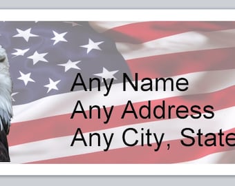 30 Personal Return Address Labels US Flag Eagle (ac 634)