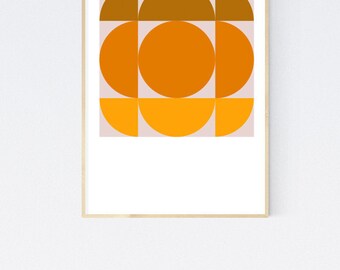 Hudson - Orange Brown Retro Geometric 1950's Mid Century Modern style vintage art print