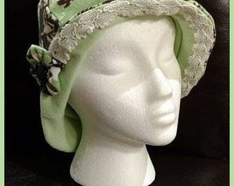 Peppermint Patty ~ Handcrafted from recycled clothing, Cloche, Flapper Style, Chemo Hats