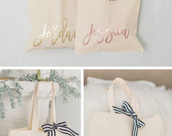 Bridesmaid Tote Bags - Gold Personalized Tote Bag - Bridal Party Tote Bags - Personalized Bridesmaid Bags - Bridesmaid Gift Bags