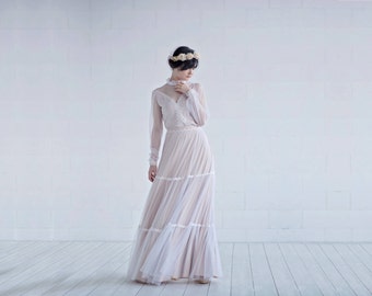 Rue - retro bridal gown / countryside wedding dress / country bridal gown / vintage wedding dress / poet sleeves bridal gown