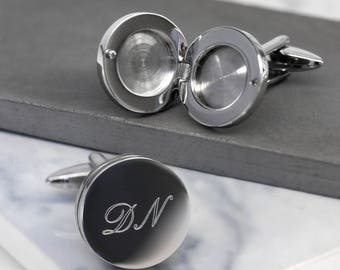 Round Cufflinks, Locket Cufflinks, Personalised Cufflinks, Gift for Him, Custom Cufflinks, Gift for Dad, Romantic Gift