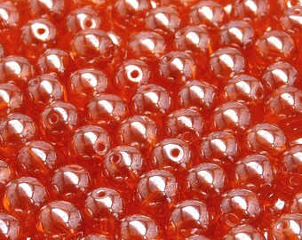 25pcs Czech Pressed Glass Beads Round 8mm Hyacinth White Luster