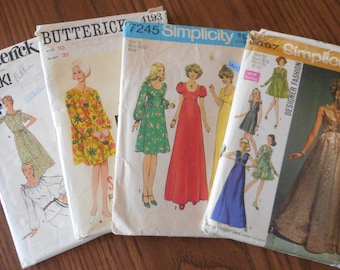 Vintage Womens Dress Patterns; 1960 Sizes 10 and 8-18