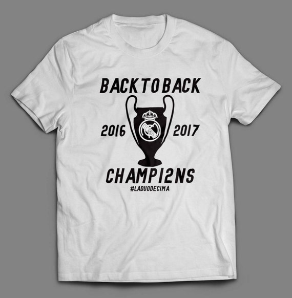 Real Madrid Back to Back Champions League 2017 Shirt S-4XL And Long Sleeve Available Customizable CHAMP12NS