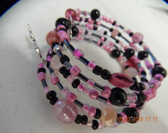 Pink memory wire bracelet
