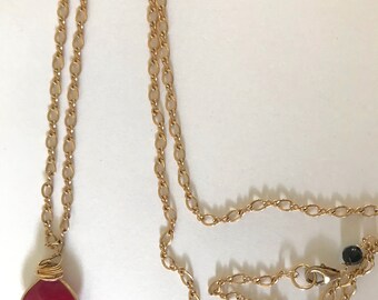 Ruby gold fill jewelry black spinel details, gifts for her, lilyb444, gold filled necklace, gold filled jewelry,