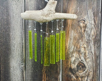 Vivid Verdi Too - Driftwood & Glass Wind Chime