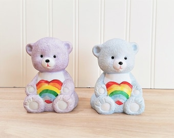 Vintage Rainbow Bear Bells Rainbow Bear Figurines Care Bear Like Care Bear Figurines Rainbow Decor Nursery Decor Bear Decor Bear Nursery