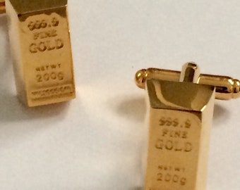 Gold Bullion Brick cuff links