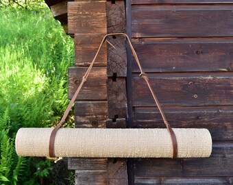 adjustable leather strap or harness yoga mat or leather blanket carrier genuine leather