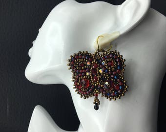 hand embroidered butterfly earrings