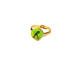 Embroidered cherry ring