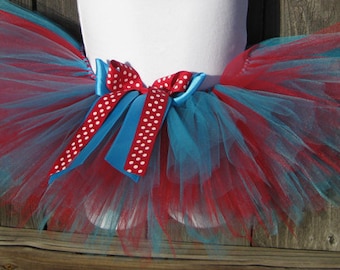 Red and Blue Birthday Tutu with Matching Headband