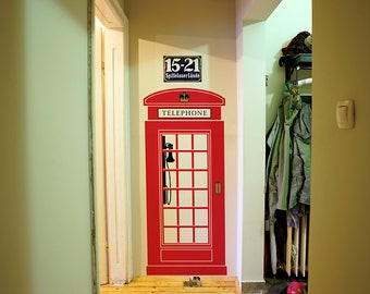 London phone booth wall decal England phone wall decor home nursery child kinds room wall decal office decor vinyl decal