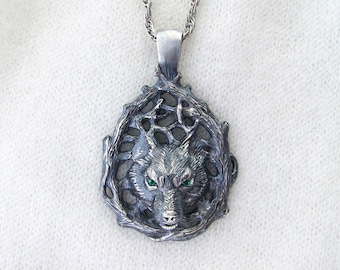Wolf Pendant.Silver Wolf.Celtic Wolf.Wolf Totem.Wolf Necklace.Viking Pendant.Norse Pendant.Scandinavian Pendant.Wolf Charm.Nordic Pendant
