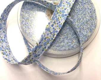 1 meter of fabric Biase tape 20 mm - blue and white