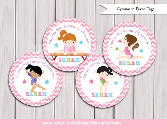Gymnastic Favor Tags Gymnastic Birthday Printables Gymnastic