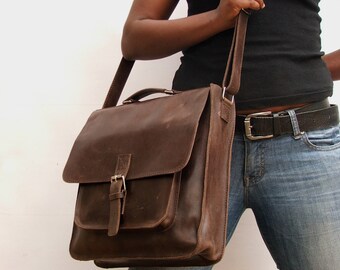 Leather bag Messenger bag computer bag Brown Leather school bag shoulder bag laptop bag Leather bag