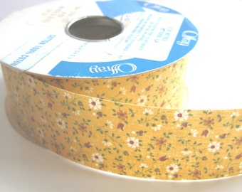 Marguerites d’été Vintage & tulipes sur ruban de tissu Floral jaune - 1 1/2"(38 mm)