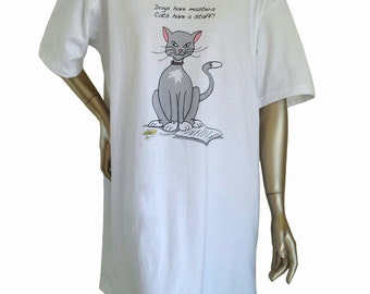 Cat Boss - Animated Sleepshirt or Beach Cover-Up w/ Side Slits & Matte Studs - 100% Cotton