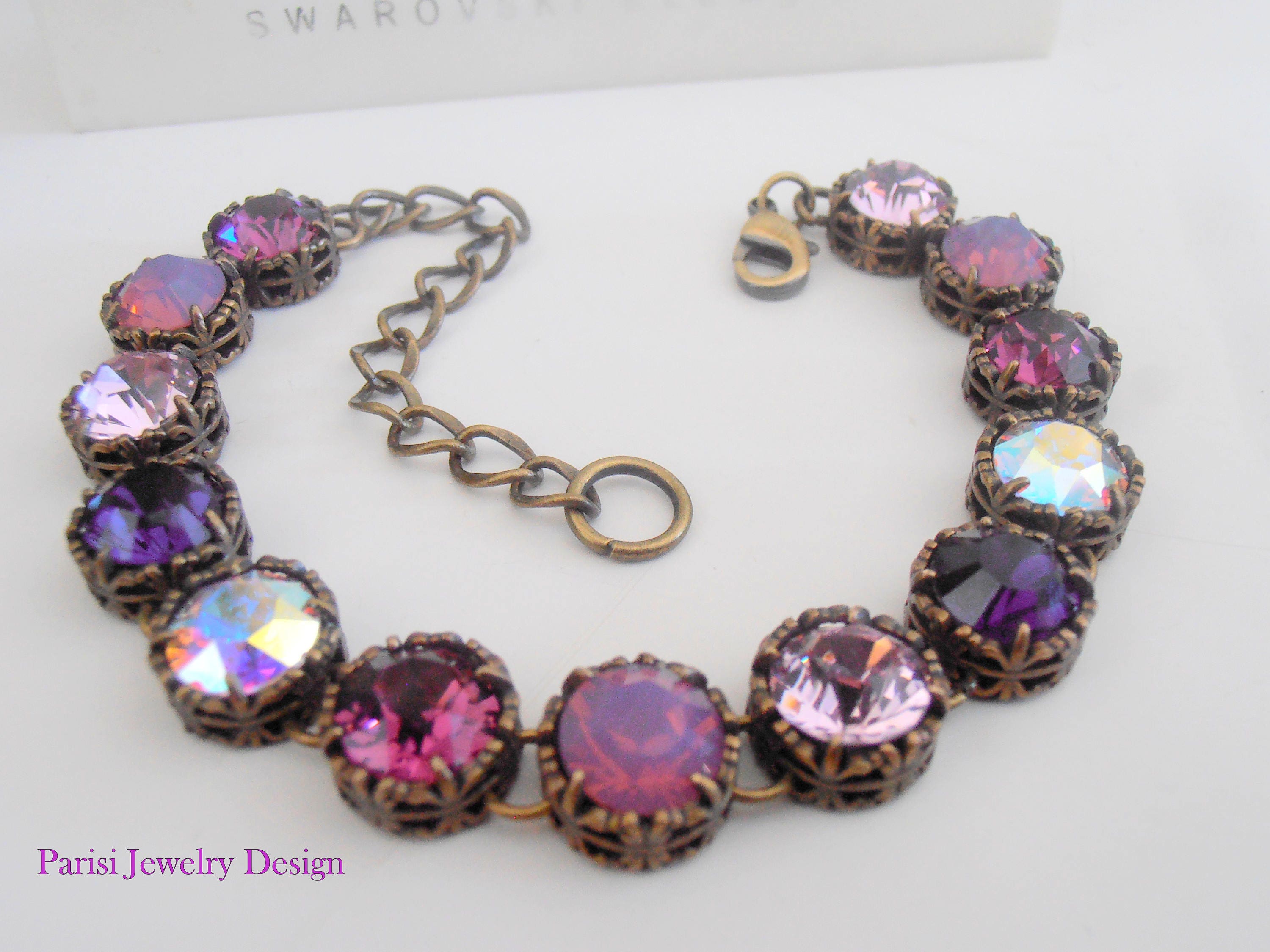 Art Deco Jewelry • Swarovski Crystal Bracelet • Vintage Filigree Bracelet