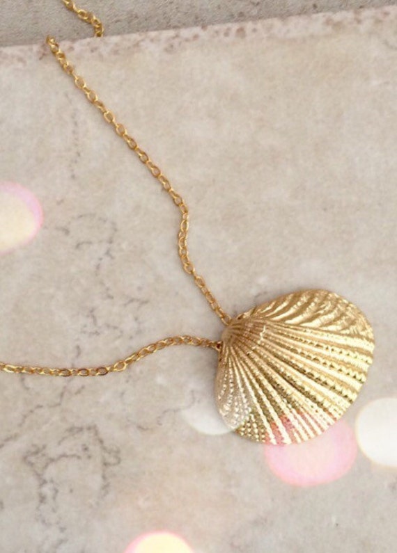 Gold Shell Necklace Gold Necklace Bridesmaid Gift Sea Shell