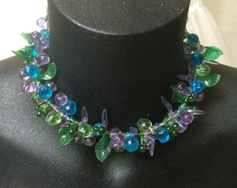 Pretty lucite fruit salad necklace vintage