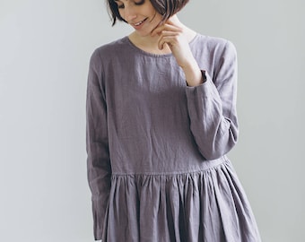 Linen maxi dress/ Loose linen dress/ Linen dress/ Washed linen dress/ Boat neck dress/ Long linen dress/ Flax clothing/ #36 ALICE