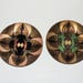 Bovano of Cheshire Brown Blue Enamel on Copper Plates Lot 2 Saucer Dishes Mid Century Mod Floral Flowers 60s MCM Vintage