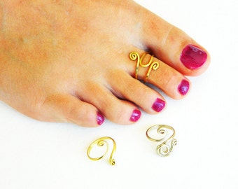 toe ring, gold ring foot, Foot ring, ring toe, ring toe in body, adjustable toe ring, toe ring, wire wrap, silver ring foot, three rings toe