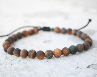 Men Bead Bracelet, Tiger eye Bracelet, Men Good Luck Jewelry, Men Healing Bracelet, Men Zen Bangle, Men Gift, Anniversary, unisex, Matte
