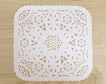 30 Square Lace Paper Doilies - White (3.9 x 3.8in)