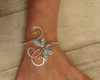 Aquamarine Swarovski Dragonfly cuff bracelet