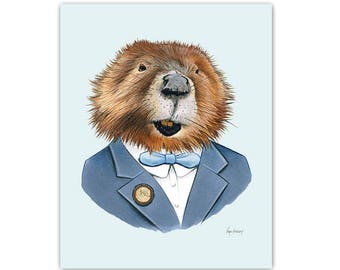 Beaver art print 5x7