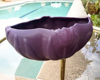 Van Briggle Pottery Plum Tulip Planter Bowl With Flower Arranger Frog USA Made Colorado Sprgs