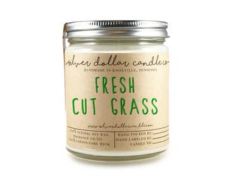 Fresh Cut Grass 8oz Scented Candle, Strong Scented Candles, Grass Candle, Summer candle, Gift for mom, Spring Candle, unique candle, gift